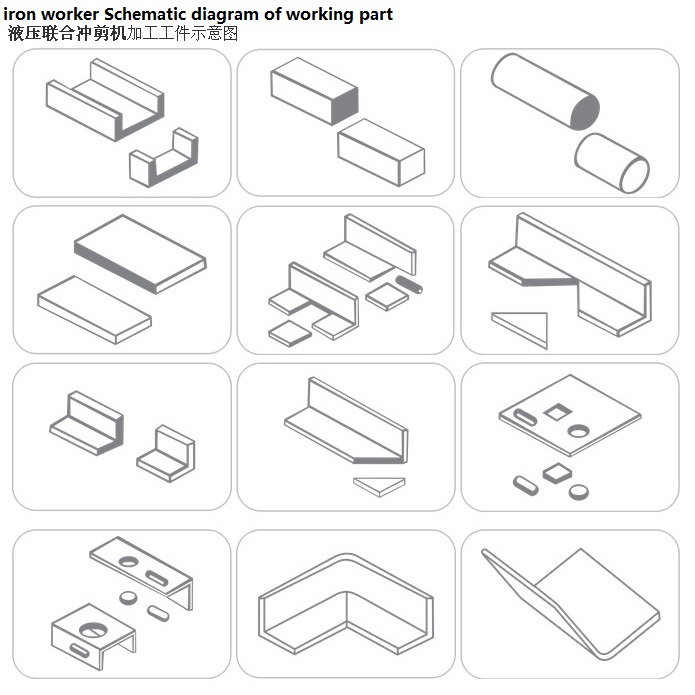 Q35y श्रृंखला हाइड्रोलिक आइरनवर्कर कपाल काट्ने र पंचिंग मेसिन