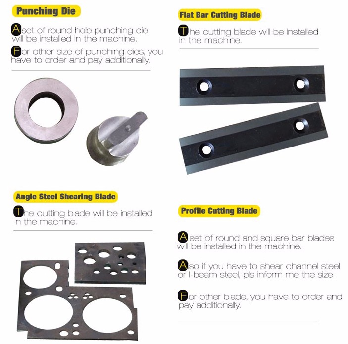 Q35y श्रृंखला बहु-कार्यात्मक हाइड्रोलिक फलाम कार्यकर्ता संयुक्त कपाल काट्ने र पंचिंग मेसिन